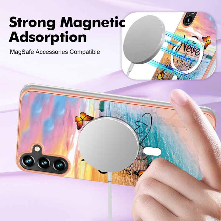 For Samsung Galaxy A54 5G Marble Pattern Dual-side IMD Magsafe TPU Phone Case(Dream Butterfly) - Galaxy Phone Cases by PMC TechLife | Online Shopping South Africa | PMC TechLife