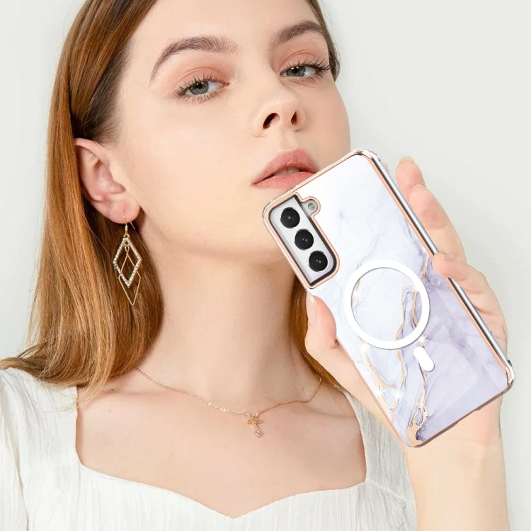 For Samsung Galaxy S21 FE 5G Marble Pattern Dual-side IMD Magsafe TPU Phone Case(White 006) - Galaxy Phone Cases by PMC Jewellery | Online Shopping South Africa | PMC Jewellery