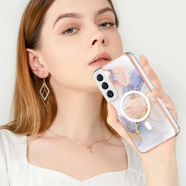 For Samsung Galaxy S22 5G Marble Pattern Dual-side IMD Magsafe TPU Phone Case(White Marble) - Galaxy S22 5G Cases by PMC Jewellery | Online Shopping South Africa | PMC Jewellery