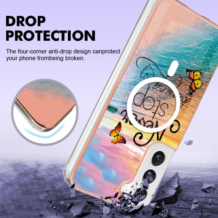 For Samsung Galaxy S22 5G Marble Pattern Dual-side IMD Magsafe TPU Phone Case(Dream Butterfly) - Galaxy S22 5G Cases by PMC Jewellery | Online Shopping South Africa | PMC Jewellery