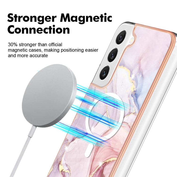 For Samsung Galaxy S22+ 5G Marble Pattern Dual-side IMD Magsafe TPU Phone Case(Rose Gold 005) - Galaxy S22+ 5G Cases by PMC Jewellery | Online Shopping South Africa | PMC Jewellery | Buy Now Pay Later Mobicred