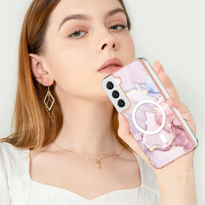 For Samsung Galaxy S22+ 5G Marble Pattern Dual-side IMD Magsafe TPU Phone Case(Rose Gold 005) - Galaxy S22+ 5G Cases by PMC Jewellery | Online Shopping South Africa | PMC Jewellery | Buy Now Pay Later Mobicred