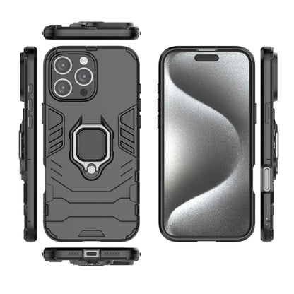 For iPhone 16 Pro Max Shockproof PC + TPU Holder Phone Case(Black) - iPhone 16 Pro Max Cases by PMC Jewellery | Online Shopping South Africa | PMC Jewellery | Buy Now Pay Later Mobicred