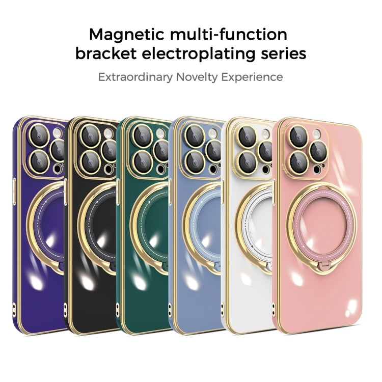 For iPhone SE 2022 / 2020 / 8 / 7 Multifunction Electroplating MagSafe Holder Phone Case(Dark Green) - More iPhone Cases by PMC Jewellery | Online Shopping South Africa | PMC Jewellery