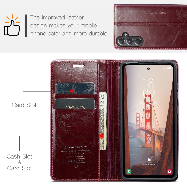 For Samsung Galaxy S23 FE CaseMe-003 PU + PC Business Style Crazy Horse Texture Leather Phone Case(Mulberry Red) - Galaxy S23 FE 5G Cases by CaseMe | Online Shopping South Africa | PMC Jewellery | Buy Now Pay Later Mobicred