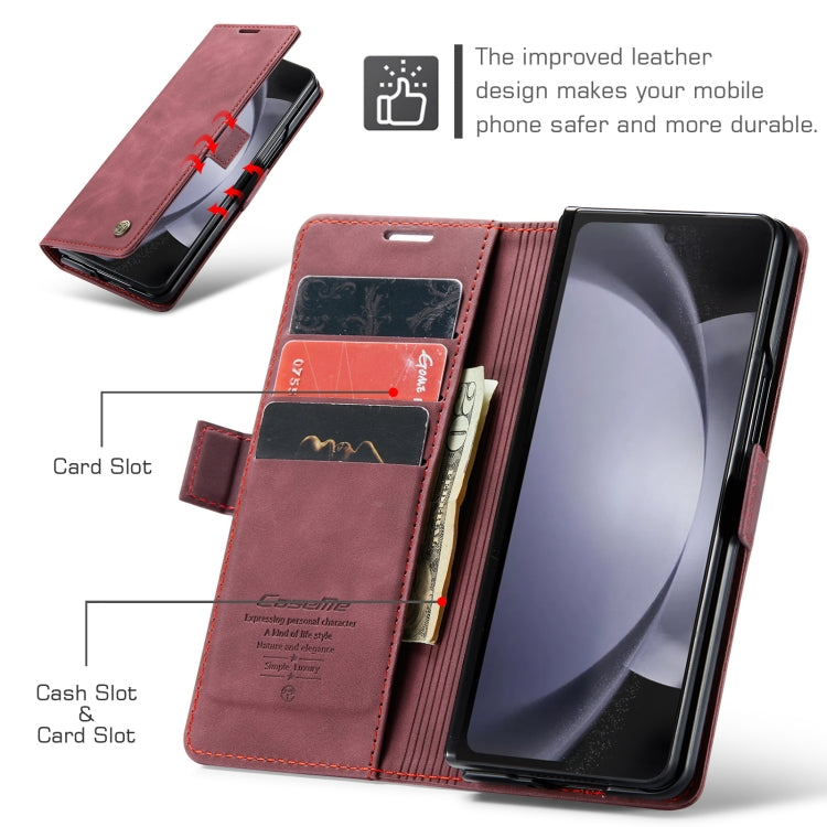 For Samsung Galaxy Z Fold5 CaseMe-013 Multifunctional Retro Frosted Leather Phone Case(Wine Red) - Galaxy Z Fold5 Cases by CaseMe | Online Shopping South Africa | PMC Jewellery | Buy Now Pay Later Mobicred