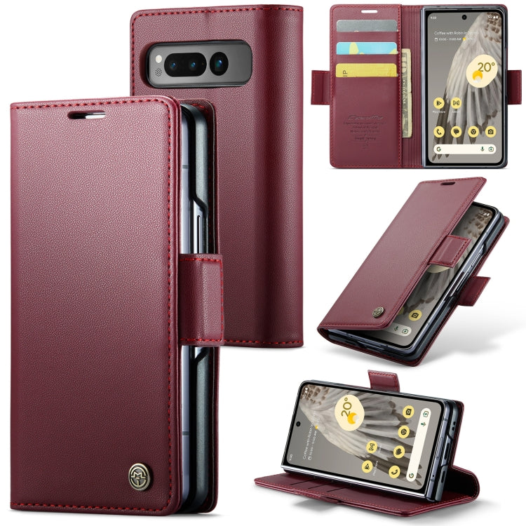 For Google Pixel Fold CaseMe 023 Butterfly Buckle Litchi Texture RFID Anti-theft Leather Phone Case(Wine Red) - Google Cases by CaseMe | Online Shopping South Africa | PMC Jewellery | Buy Now Pay Later Mobicred