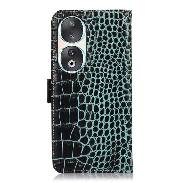 For Honor 90 Crocodile Top Layer Cowhide Leather Phone Case(Green) - Honor Cases by PMC TechLife | Online Shopping South Africa | PMC TechLife | Buy Now Pay Later Mobicred