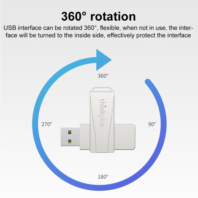 Lenovo Thinkplus USB 3.0 Rotating Flash Drive, Memory:64GB(Silver) - USB Flash Drives by Lenovo | Online Shopping South Africa | PMC Jewellery | Buy Now Pay Later Mobicred