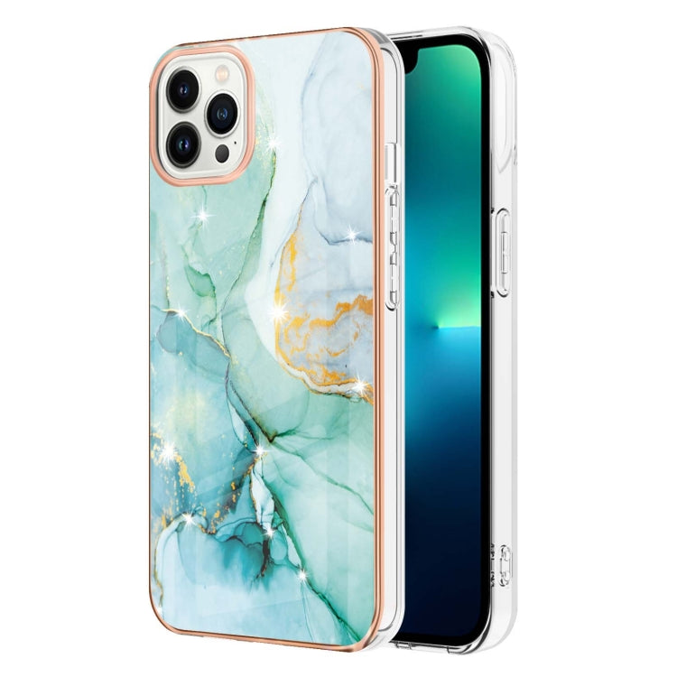For iPhone 16 Pro Electroplating Marble Pattern Dual-side IMD TPU Shockproof Phone Case (Green 003) - iPhone 16 Pro Cases by PMC TechLife | Online Shopping South Africa | PMC TechLife | Buy Now Pay Later Mobicred