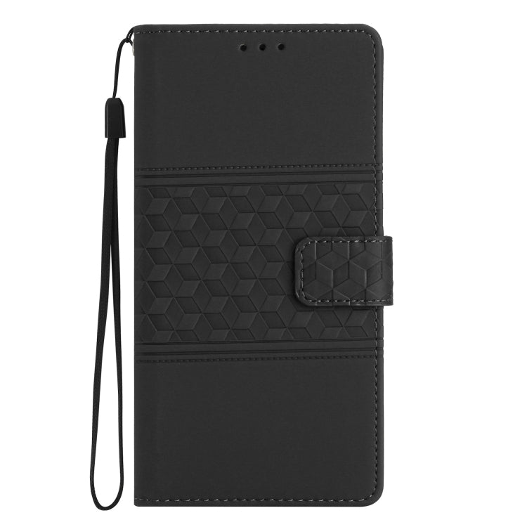 For iPhone 16 Pro Diamond Embossed Skin Feel Leather Phone Case(Black) - iPhone 16 Pro Cases by PMC TechLife | Online Shopping South Africa | PMC TechLife | Buy Now Pay Later Mobicred
