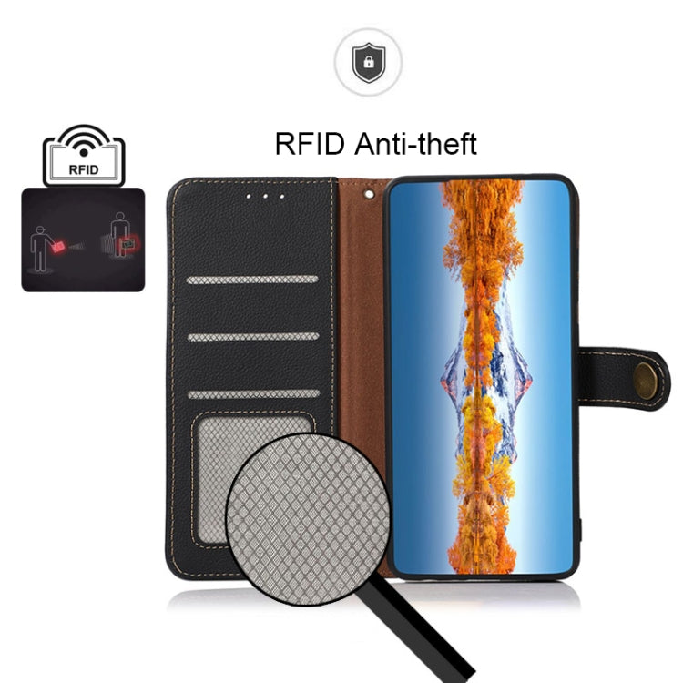 For OnePlus Nord 3 KHAZNEH Custer Genuine Leather RFID Phone Case(Black) - OnePlus Cases by PMC TechLife | Online Shopping South Africa | PMC TechLife | Buy Now Pay Later Mobicred