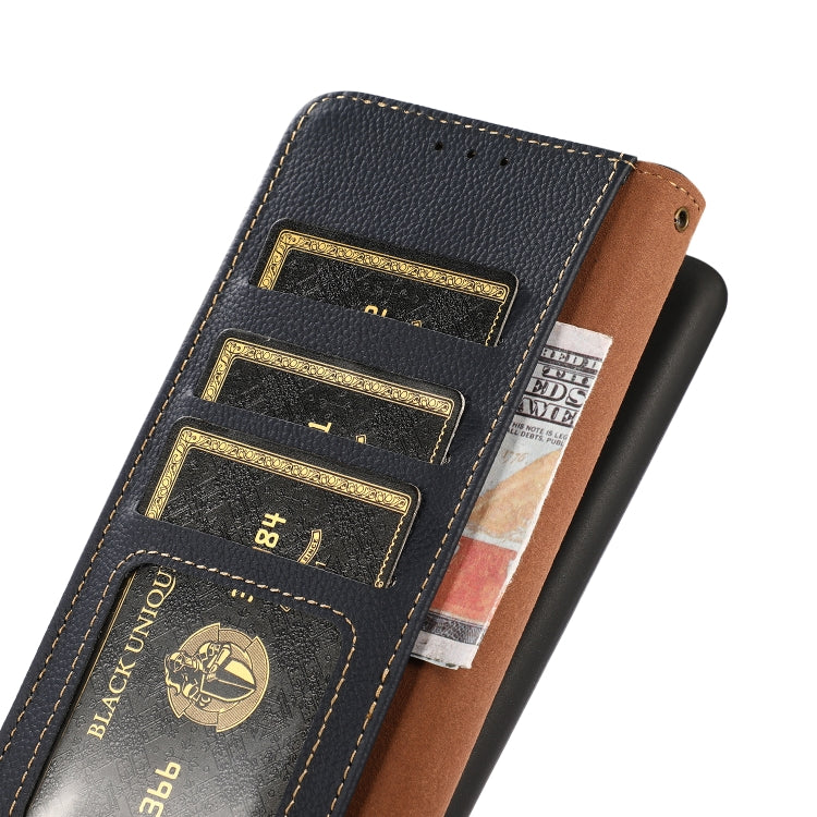 For OnePlus 12R KHAZNEH Custer Genuine Leather RFID Phone Case(Blue) - OnePlus Cases by PMC TechLife | Online Shopping South Africa | PMC TechLife | Buy Now Pay Later Mobicred