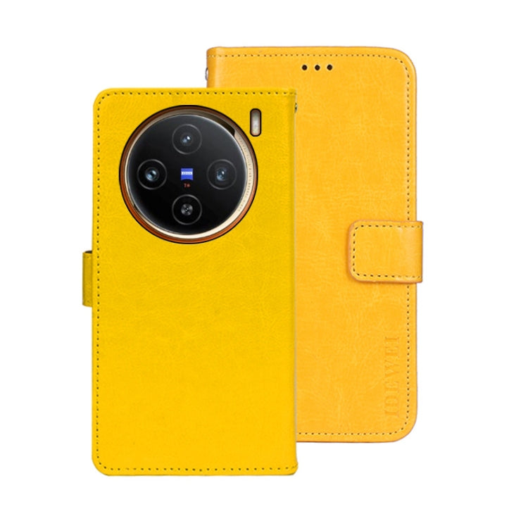 For vivo X100 idewei Crazy Horse Texture Leather Phone Case(Yellow) - X100 Cases by idewei | Online Shopping South Africa | PMC Jewellery | Buy Now Pay Later Mobicred