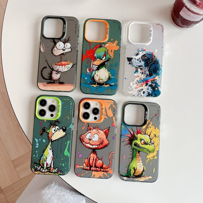 For iPhone 16 Animal Pattern Oil Painting Series PC + TPU Phone Case(Clown) - iPhone 16 Cases by PMC Jewellery | Online Shopping South Africa | PMC Jewellery | Buy Now Pay Later Mobicred