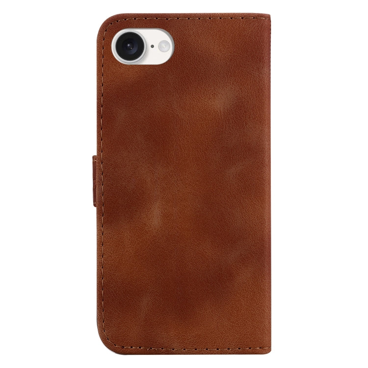 For iPhone SE 2024 Seven-shaped Embossed Leather Phone Case(Brown) - More iPhone Cases by PMC Jewellery | Online Shopping South Africa | PMC Jewellery | Buy Now Pay Later Mobicred