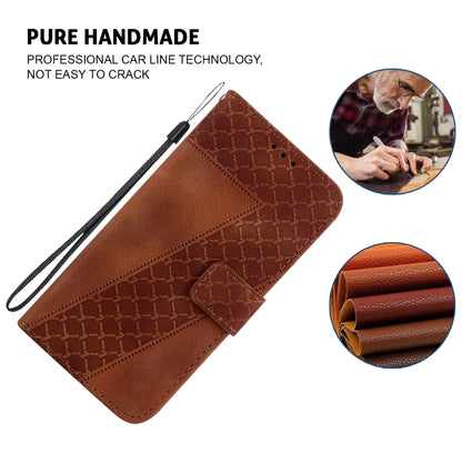 For iPhone SE 2024 Seven-shaped Embossed Leather Phone Case(Brown) - More iPhone Cases by PMC Jewellery | Online Shopping South Africa | PMC Jewellery | Buy Now Pay Later Mobicred