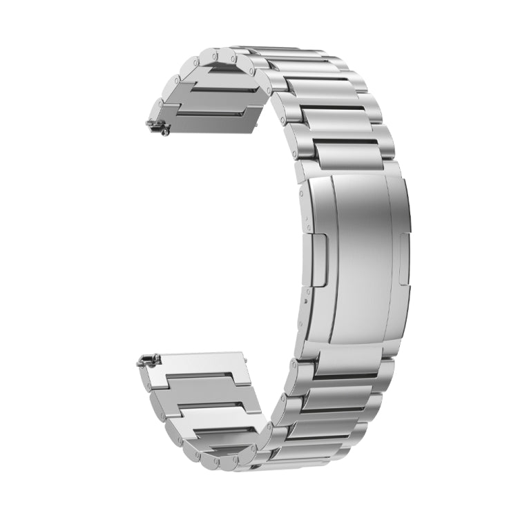 22mm Three Strains Vertical Riser Turtle Buckle Titanium Metal Watch Band(Silver) - Watch Bands by PMC Jewellery | Online Shopping South Africa | PMC Jewellery