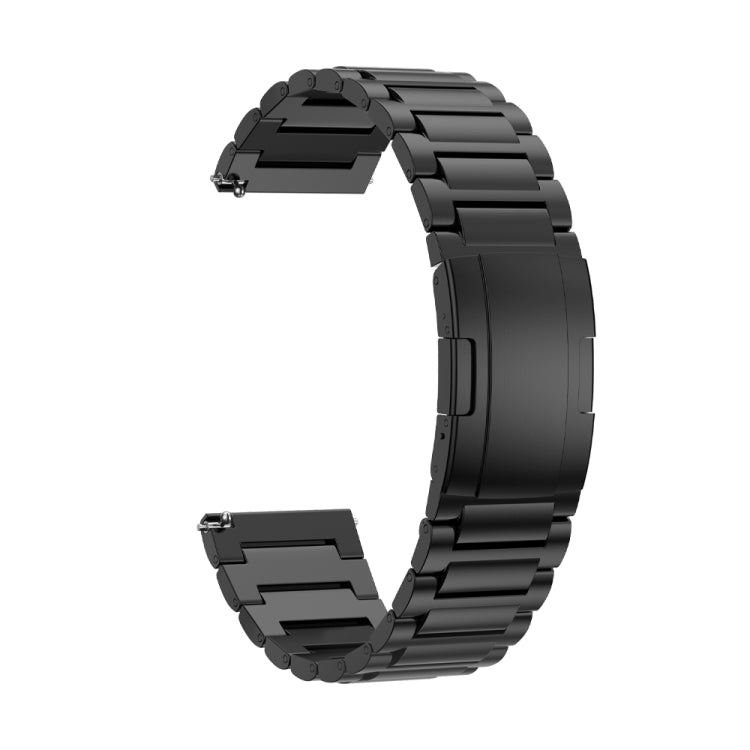 22mm Three Strains Vertical Riser Turtle Buckle Titanium Metal Watch Band(Black) - Watch Bands by PMC Jewellery | Online Shopping South Africa | PMC Jewellery