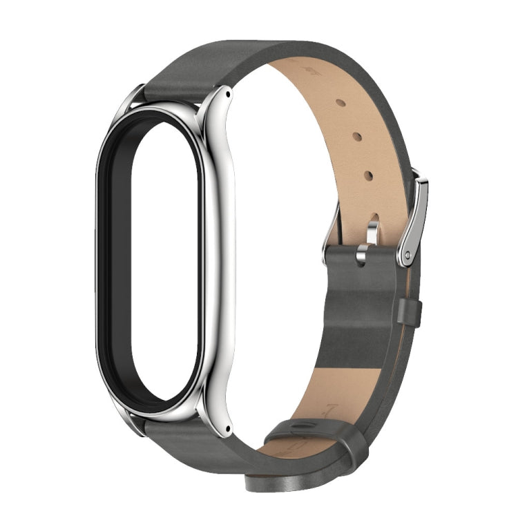 For Xiaomi Mi Band 8 Mijobs Plus Case Microfiber PU Leather Watch Band(Grey Silver) - free shipping - PMc TechLife - Order now!