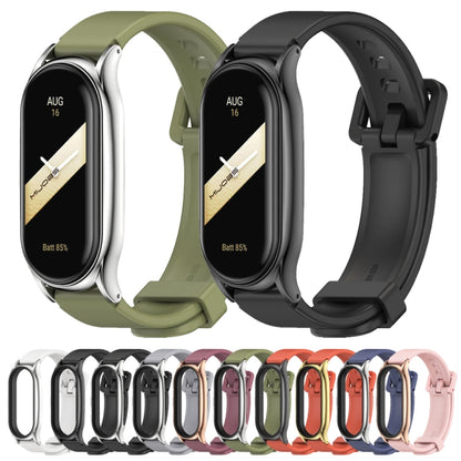 For Xiaomi Mi Band 8 Mijobs Plus Case Silicone Watch Band(Black Silver) - Watch Bands by MIJOBS | Online Shopping South Africa | PMC Jewellery | Buy Now Pay Later Mobicred