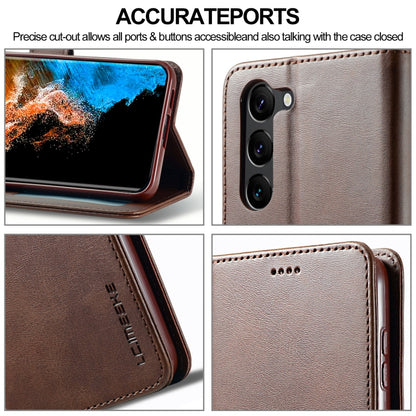 For Samsung Galaxy S24+ 5G LC.IMEEKE Calf Texture Leather Phone Case(Coffee) - Galaxy S24+ 5G Cases by LC.IMEEKE | Online Shopping South Africa | PMC Jewellery | Buy Now Pay Later Mobicred