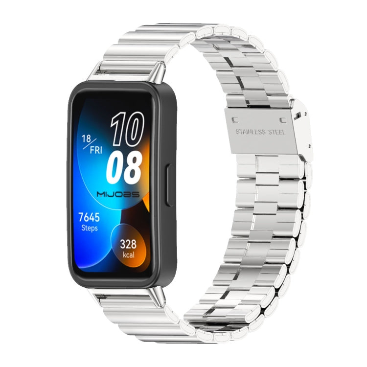 For Huawei Band 8 Mijobs Bamboo Buckle Stainless Steel Watch Band(Silver) - Watch Bands by MIJOBS | Online Shopping South Africa | PMC Jewellery