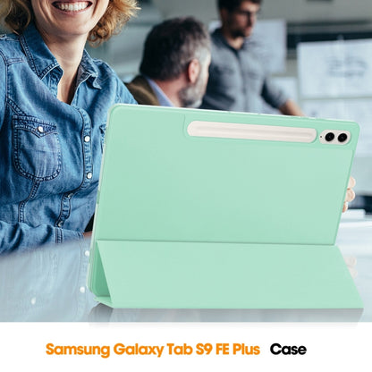 For Samsung Galaxy Tab S9 FE+ / S10+ 3-Fold Pure Color TPU Smart Leather Tablet Case with Pen Slot(Mint Green) - Galaxy Tab S9 FE+ by PMC Jewellery | Online Shopping South Africa | PMC Jewellery | Buy Now Pay Later Mobicred