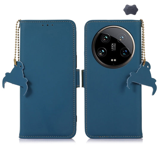 For Motorola Moto G24 / G04 Genuine Leather Magnetic RFID Leather Phone Case(Blue) - Motorola Cases by PMC Jewellery | Online Shopping South Africa | PMC Jewellery | Buy Now Pay Later Mobicred