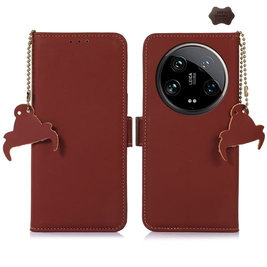 For Motorola Moto G24 / G04 Genuine Leather Magnetic RFID Leather Phone Case(Coffee) - Motorola Cases by PMC Jewellery | Online Shopping South Africa | PMC Jewellery | Buy Now Pay Later Mobicred