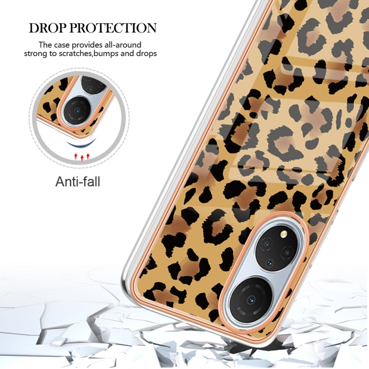 For Honor X7 Electroplating Marble Dual-side IMD Phone Case(Leopard Print) - Honor Cases by PMC TechLife | Online Shopping South Africa | PMC TechLife | Buy Now Pay Later Mobicred