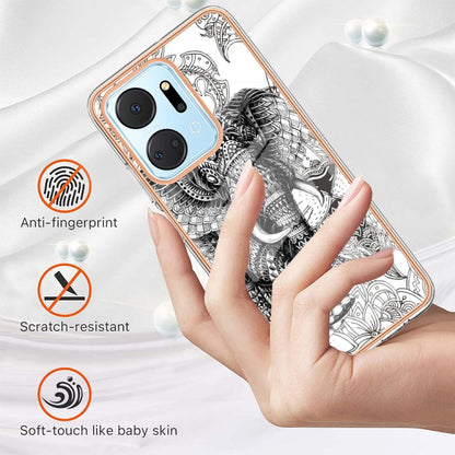 For Honor X7a Electroplating Marble Dual-side IMD Phone Case(Totem Elephant) - Honor Cases by PMC Jewellery | Online Shopping South Africa | PMC Jewellery | Buy Now Pay Later Mobicred