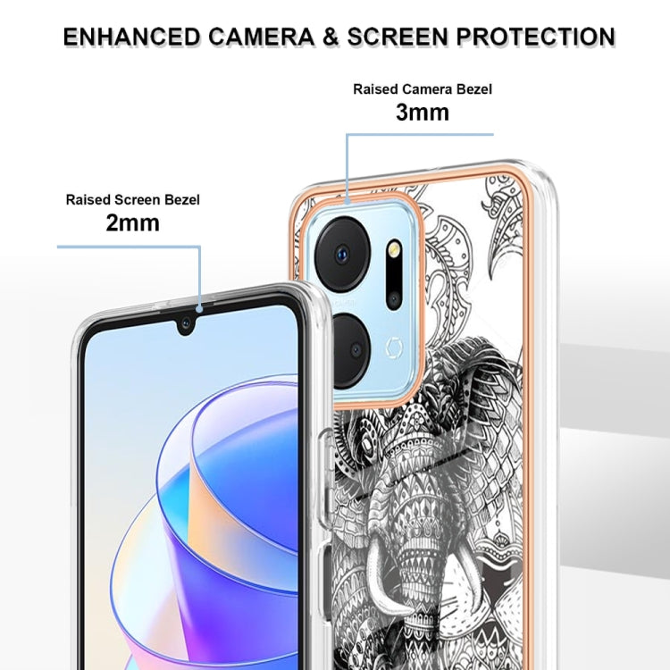 For Honor X7a Electroplating Marble Dual-side IMD Phone Case(Totem Elephant) - Honor Cases by PMC Jewellery | Online Shopping South Africa | PMC Jewellery | Buy Now Pay Later Mobicred