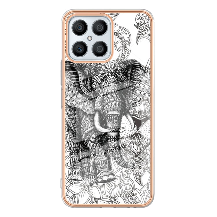 For Honor X8 4G Electroplating Marble Dual-side IMD Phone Case(Totem Elephant) - Honor Cases by PMC Jewellery | Online Shopping South Africa | PMC Jewellery | Buy Now Pay Later Mobicred