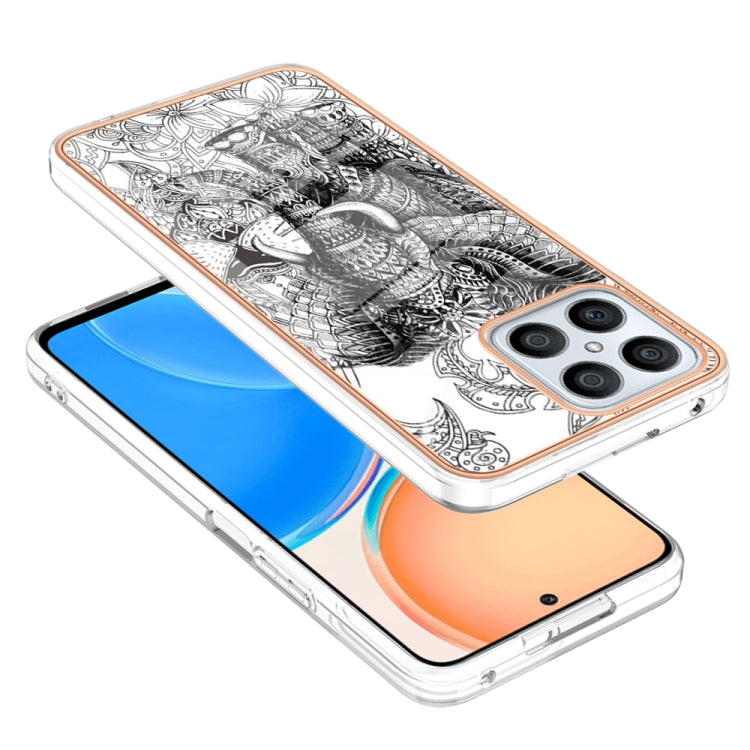 For Honor X8 4G Electroplating Marble Dual-side IMD Phone Case(Totem Elephant) - Honor Cases by PMC Jewellery | Online Shopping South Africa | PMC Jewellery | Buy Now Pay Later Mobicred