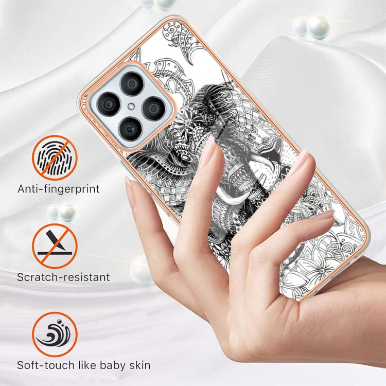 For Honor X8 4G Electroplating Marble Dual-side IMD Phone Case(Totem Elephant) - Honor Cases by PMC Jewellery | Online Shopping South Africa | PMC Jewellery | Buy Now Pay Later Mobicred