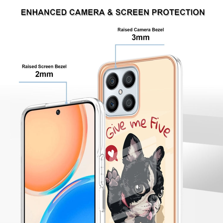 For Honor X8 4G Electroplating Marble Dual-side IMD Phone Case(Lucky Dog) - Honor Cases by PMC TechLife | Online Shopping South Africa | PMC TechLife | Buy Now Pay Later Mobicred