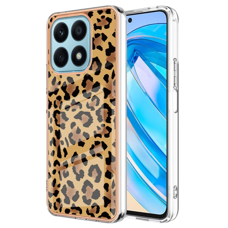 For Honor X8a Electroplating Marble Dual-side IMD Phone Case(Leopard Print) - Honor Cases by PMC Jewellery | Online Shopping South Africa | PMC Jewellery | Buy Now Pay Later Mobicred