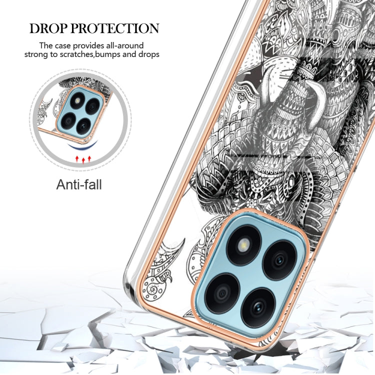For Honor X8a Electroplating Marble Dual-side IMD Phone Case(Totem Elephant) - Honor Cases by PMC TechLife | Online Shopping South Africa | PMC TechLife | Buy Now Pay Later Mobicred