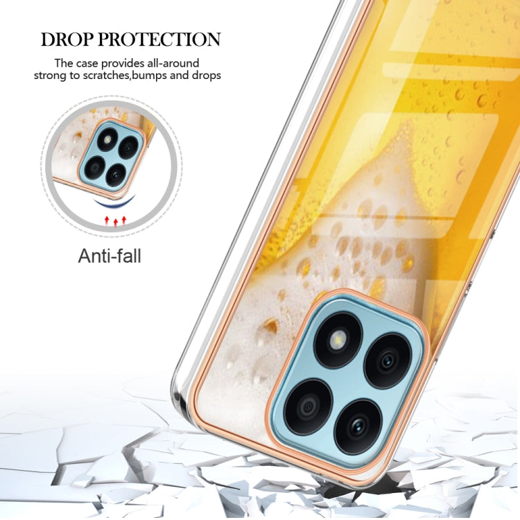 For Honor X8a Electroplating Marble Dual-side IMD Phone Case(Draft Beer) - Honor Cases by PMC Jewellery | Online Shopping South Africa | PMC Jewellery | Buy Now Pay Later Mobicred