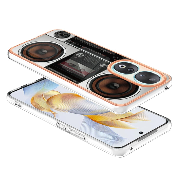 For Honor 90 5G Electroplating Marble Dual-side IMD Phone Case(Retro Radio) - Honor Cases by PMC Jewellery | Online Shopping South Africa | PMC Jewellery | Buy Now Pay Later Mobicred