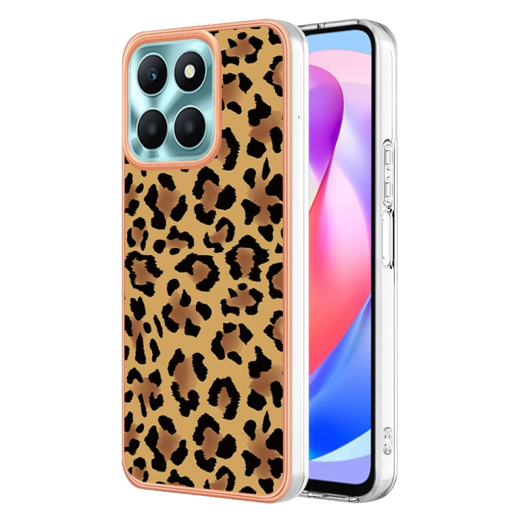 For Honor X6a Electroplating Marble Dual-side IMD Phone Case(Leopard Print) - Honor Cases by PMC TechLife | Online Shopping South Africa | PMC TechLife | Buy Now Pay Later Mobicred