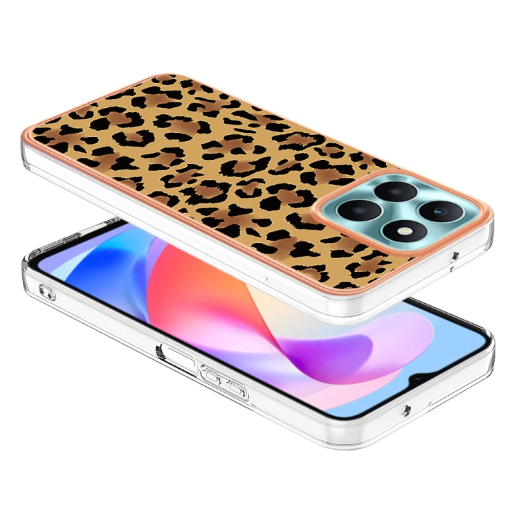 For Honor X6a Electroplating Marble Dual-side IMD Phone Case(Leopard Print) - Honor Cases by PMC TechLife | Online Shopping South Africa | PMC TechLife | Buy Now Pay Later Mobicred