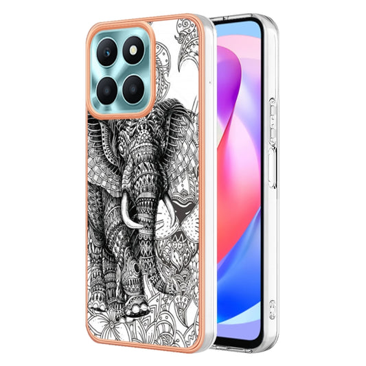 For Honor X6a Electroplating Marble Dual-side IMD Phone Case(Totem Elephant) - Honor Cases by PMC Jewellery | Online Shopping South Africa | PMC Jewellery | Buy Now Pay Later Mobicred