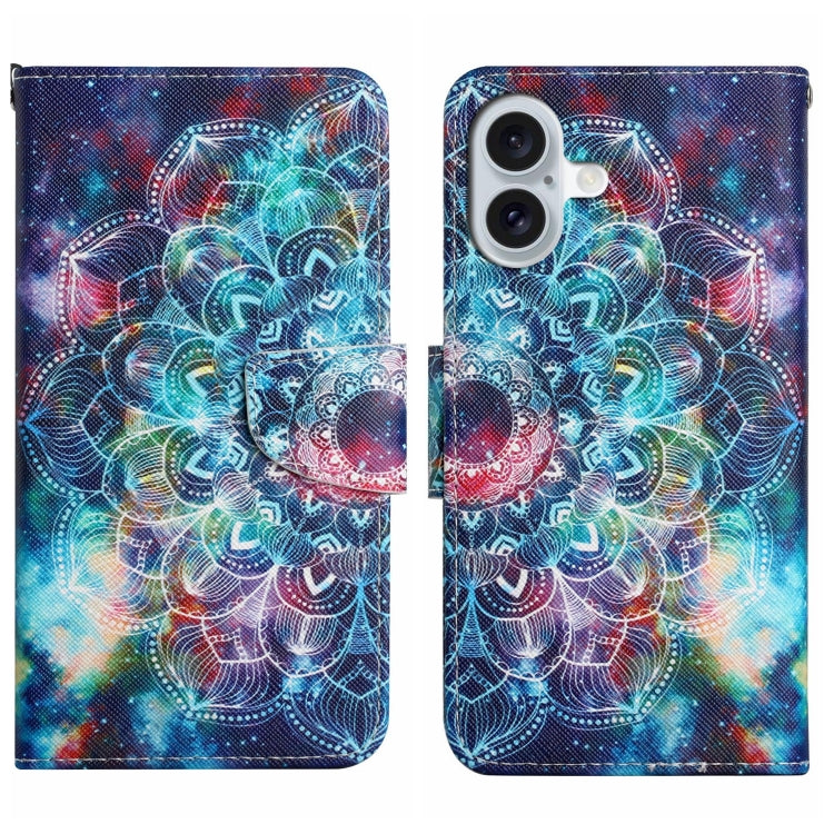 For iPhone 16 3D Colored Drawing Flip Leather Phone Case(Star Mandala) - iPhone 16 Cases by PMC Jewellery | Online Shopping South Africa | PMC Jewellery | Buy Now Pay Later Mobicred