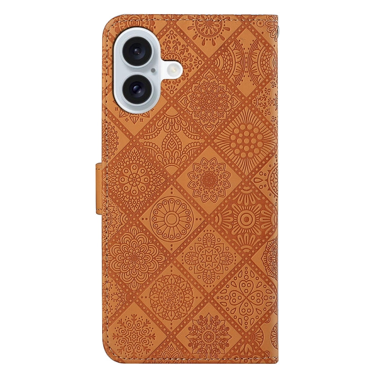 For iPhone 16 Plus Ethnic Style Embossed Pattern Leather Phone Case(Brown) - iPhone 16 Plus Cases by PMC TechLife | Online Shopping South Africa | PMC TechLife | Buy Now Pay Later Mobicred