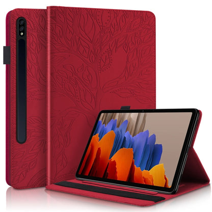 For Samsung Galaxy Tab S9 / S8 / S7 Life Tree Series Horizontal Flip Leather Tablet Case(Red) - Galaxy Tab S8 Cases by PMC Jewellery | Online Shopping South Africa | PMC Jewellery | Buy Now Pay Later Mobicred