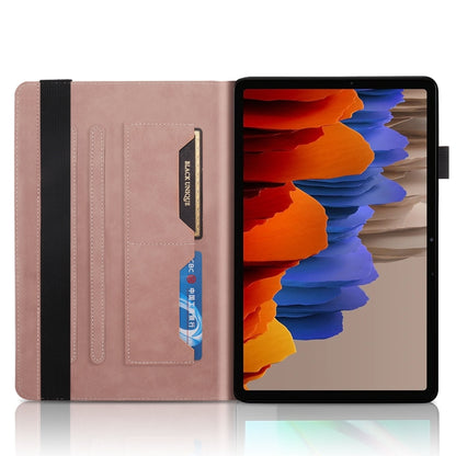 For Samsung Galaxy Tab S9 / S8 / S7 Life Tree Series Horizontal Flip Leather Tablet Case(Rose Gold) - Galaxy Tab S8 Cases by PMC Jewellery | Online Shopping South Africa | PMC Jewellery | Buy Now Pay Later Mobicred