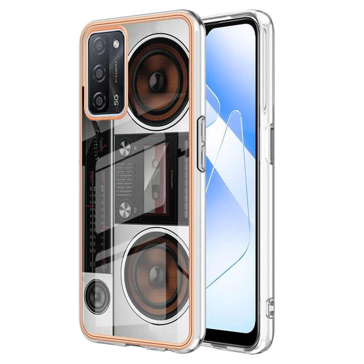 For OPPO A55 5G / A53s 5G / A54 4G Electroplating Marble Dual-side IMD Phone Case(Retro Radio) - OPPO Cases by PMC Jewellery | Online Shopping South Africa | PMC Jewellery | Buy Now Pay Later Mobicred