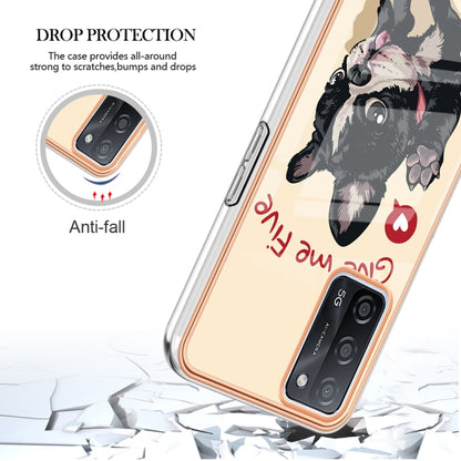 For OPPO A55 5G / A53s 5G / A54 4G Electroplating Marble Dual-side IMD Phone Case(Lucky Dog) - OPPO Cases by PMC Jewellery | Online Shopping South Africa | PMC Jewellery | Buy Now Pay Later Mobicred